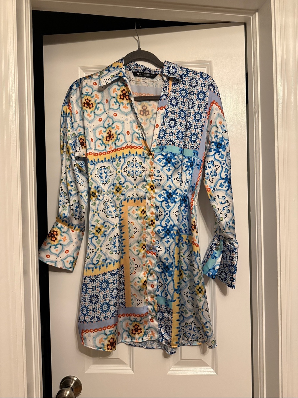 Zara Floral Multicolor Dress- Blue